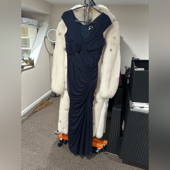 Tadashi Shoji Twisted Shoulder Mermaid Gown Indigo - Picture 5 of 5